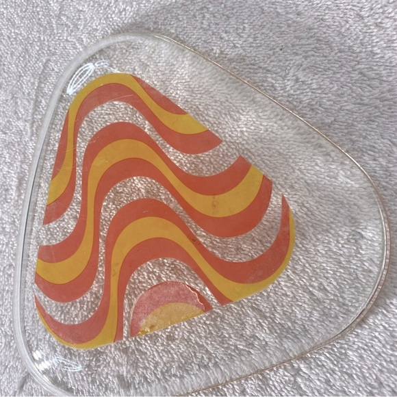 Vintage 70’s Hallå Assiett Wave Glass Art Snack Plate Side Plate Trinket Dish - Picture 6 of 10